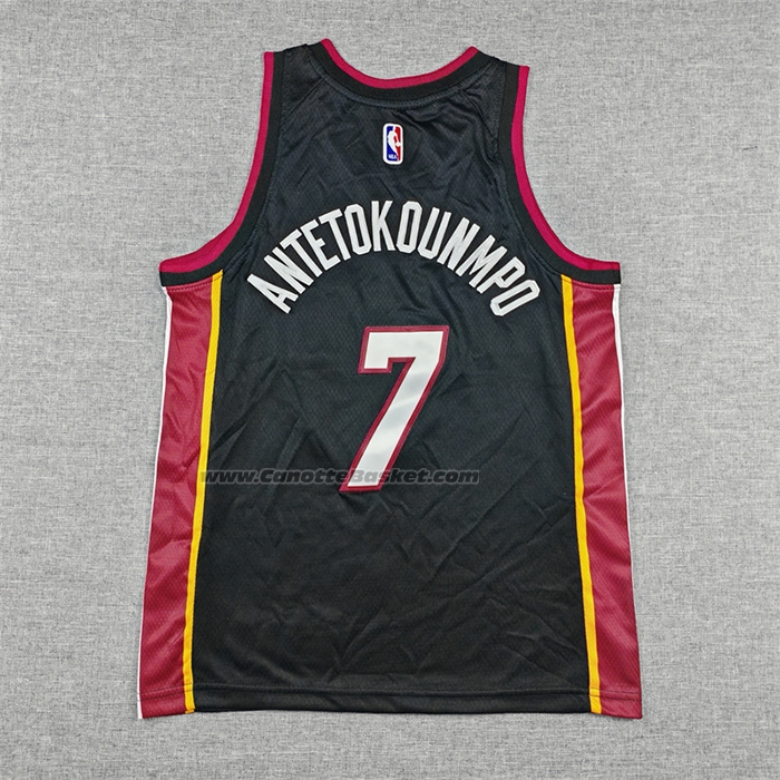 Maglia Bambino Miami Heat Giannis Antetokounmpo No 7 Icon Nero
